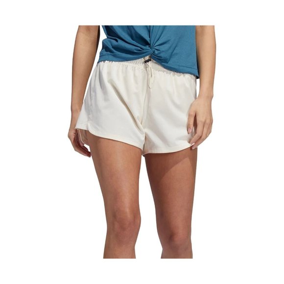 Adidas Womens Pacer Bungee Running Shorts Elastic Small HC2166 White Large - Picture 1 of 5